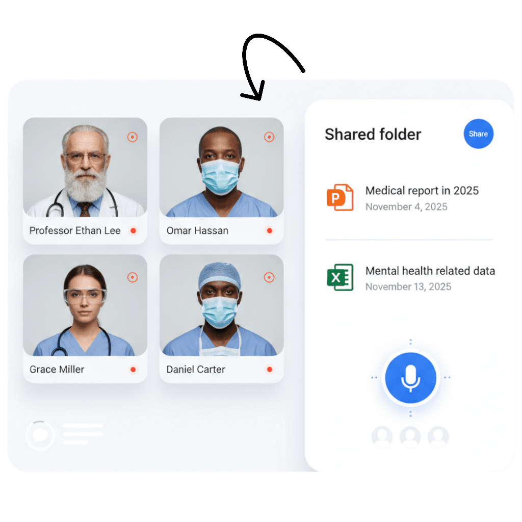 Telemedicine platform showing doctor-patient video call interface